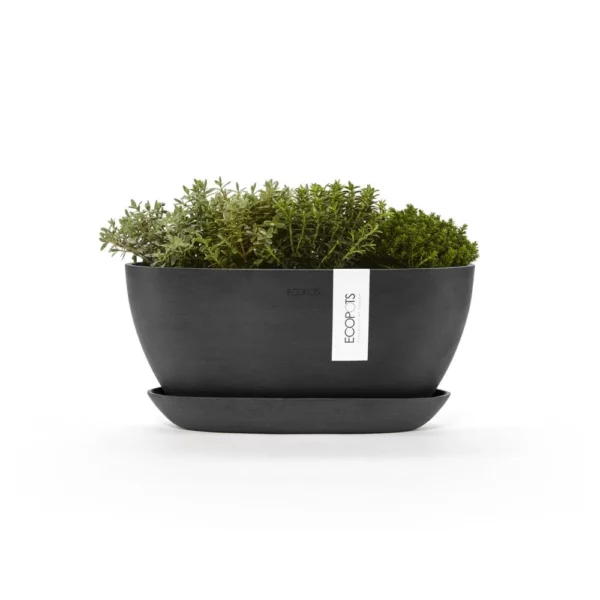 ⁦مركن فايبر موديل ECOPOTS SOFIA 30*12*13 - رمادي غامق⁩ - الصورة ⁦7⁩